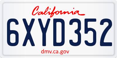 CA license plate 6XYD352