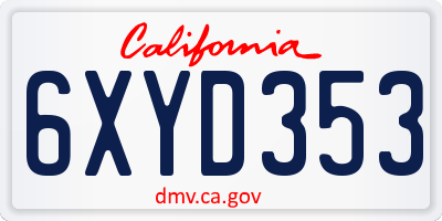CA license plate 6XYD353