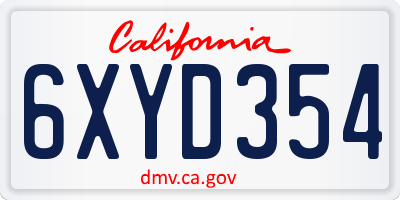CA license plate 6XYD354
