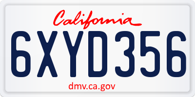 CA license plate 6XYD356