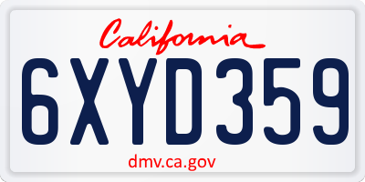 CA license plate 6XYD359