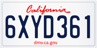 CA license plate 6XYD361