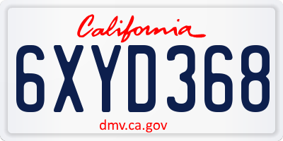 CA license plate 6XYD368