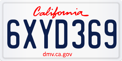 CA license plate 6XYD369
