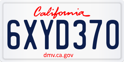 CA license plate 6XYD370