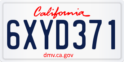CA license plate 6XYD371