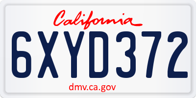 CA license plate 6XYD372