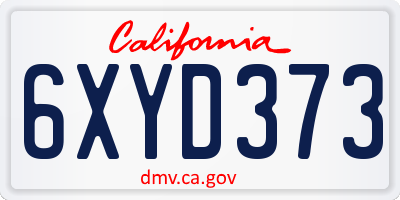 CA license plate 6XYD373