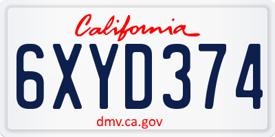 CA license plate 6XYD374