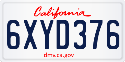CA license plate 6XYD376