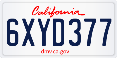CA license plate 6XYD377