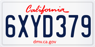 CA license plate 6XYD379