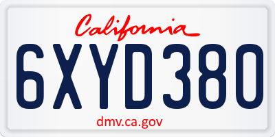 CA license plate 6XYD380