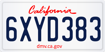 CA license plate 6XYD383