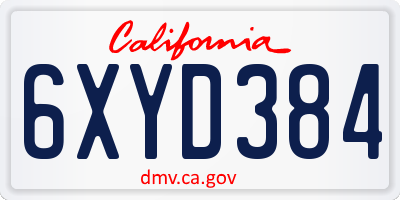 CA license plate 6XYD384