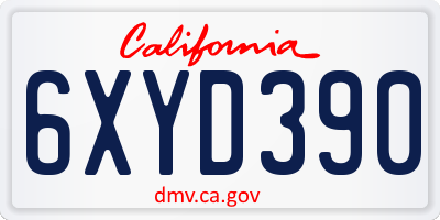 CA license plate 6XYD390