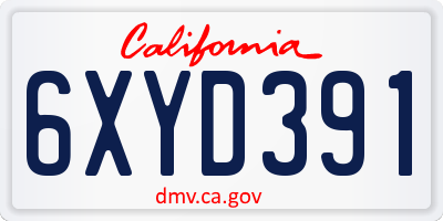 CA license plate 6XYD391
