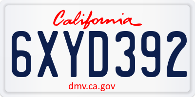 CA license plate 6XYD392