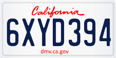 CA license plate 6XYD394
