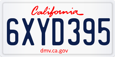 CA license plate 6XYD395
