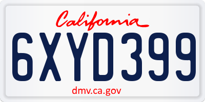 CA license plate 6XYD399