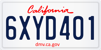 CA license plate 6XYD401