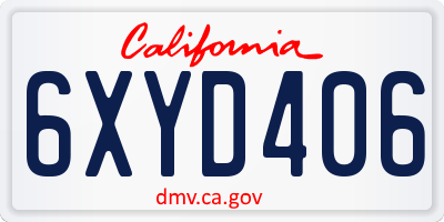 CA license plate 6XYD406