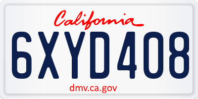 CA license plate 6XYD408