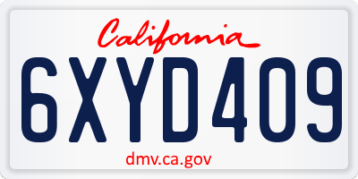 CA license plate 6XYD409