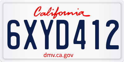 CA license plate 6XYD412