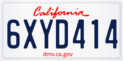 CA license plate 6XYD414