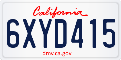 CA license plate 6XYD415
