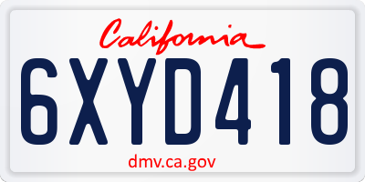 CA license plate 6XYD418