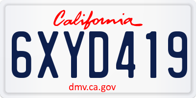 CA license plate 6XYD419