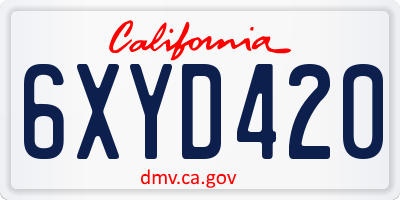 CA license plate 6XYD420