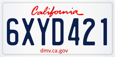 CA license plate 6XYD421