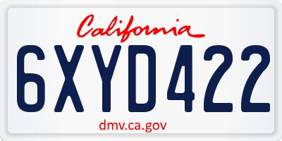 CA license plate 6XYD422
