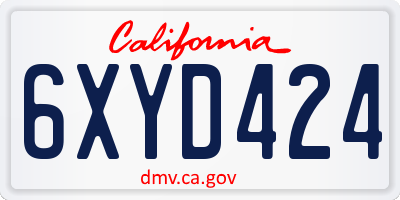 CA license plate 6XYD424