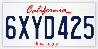 CA license plate 6XYD425