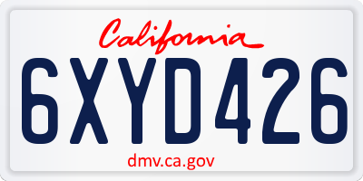 CA license plate 6XYD426