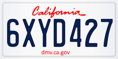 CA license plate 6XYD427