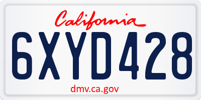 CA license plate 6XYD428