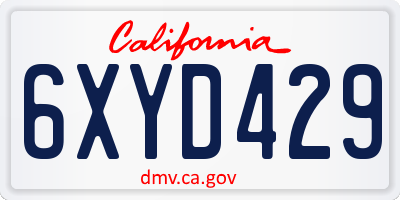 CA license plate 6XYD429