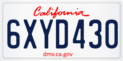 CA license plate 6XYD430