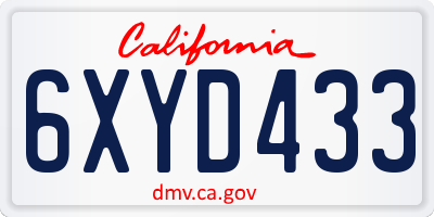 CA license plate 6XYD433