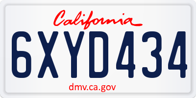 CA license plate 6XYD434