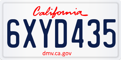 CA license plate 6XYD435