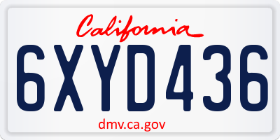CA license plate 6XYD436
