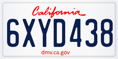 CA license plate 6XYD438