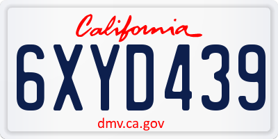 CA license plate 6XYD439